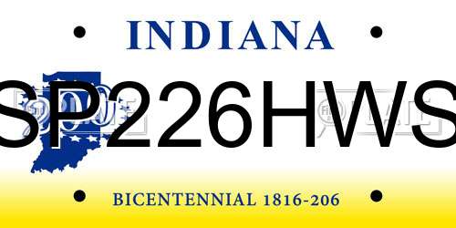 SP226HWS Indiana License Plate