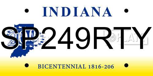 SP249RTY Indiana License Plate