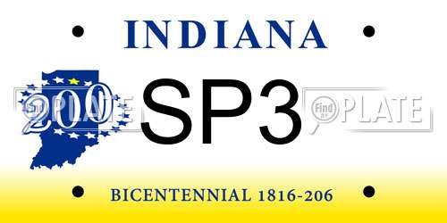 SP3 Indiana License Plate