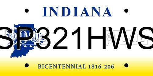 SP321HWS Indiana License Plate