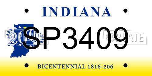 SP3409 Indiana License Plate