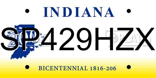 SP429HZX Indiana License Plate