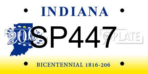 SP447 Indiana License Plate