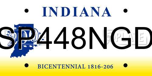 SP448NGD Indiana License Plate