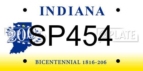 SP454 Indiana License Plate