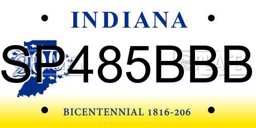 SP485BBB Indiana License Plate