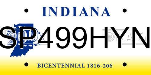 SP499HYN Indiana License Plate