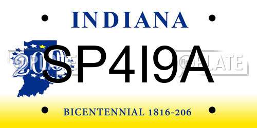 SP4I9A Indiana License Plate