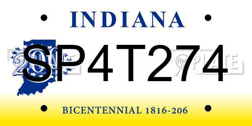 SP4T274 Indiana License Plate