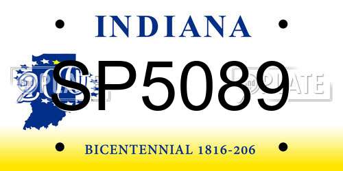 SP5089 Indiana License Plate