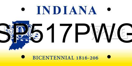 SP517PWG Indiana License Plate