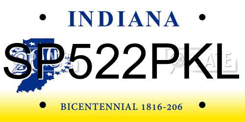 SP522PKL Indiana License Plate