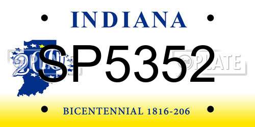 SP5352 Indiana License Plate