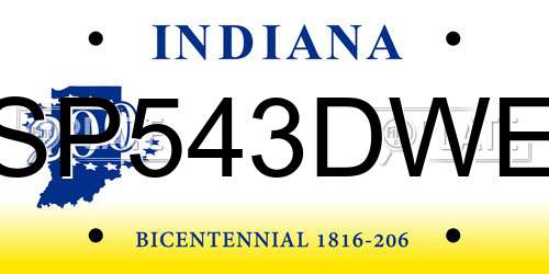 SP543DWE Indiana License Plate