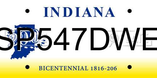 SP547DWE Indiana License Plate