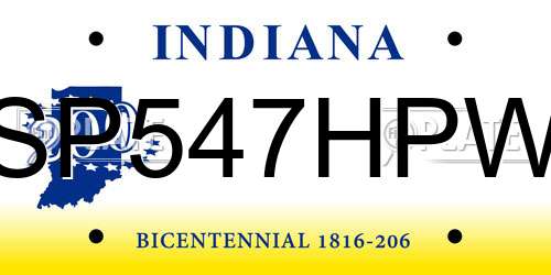 SP547HPW Indiana License Plate