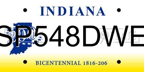 SP548DWE Indiana License Plate