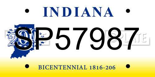 SP57987 Indiana License Plate