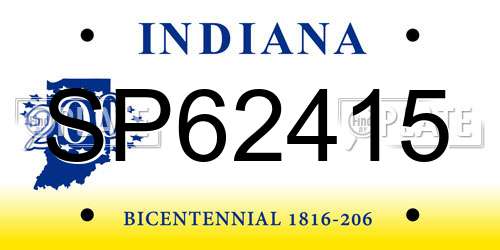 SP62415 Indiana License Plate
