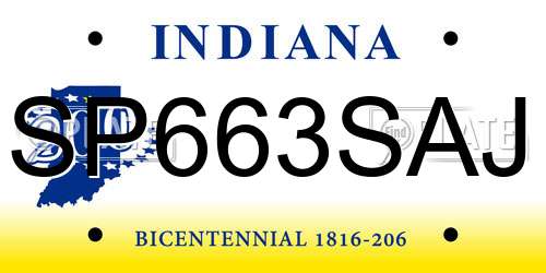 SP663SAJ Indiana License Plate