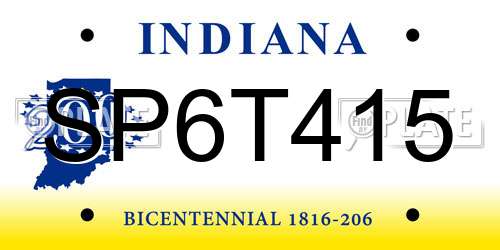 SP6T415 Indiana License Plate