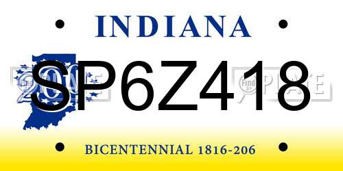 SP6Z418 Indiana License Plate