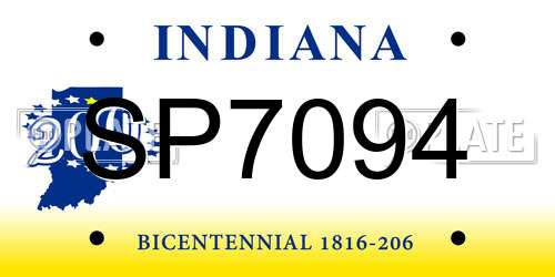SP7094 Indiana License Plate