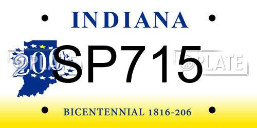 SP715 Indiana License Plate