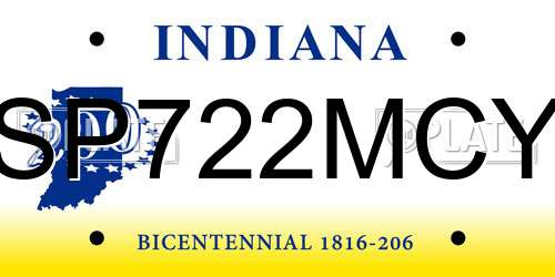 SP722MCY Indiana License Plate