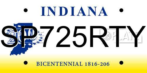 SP725RTY Indiana License Plate
