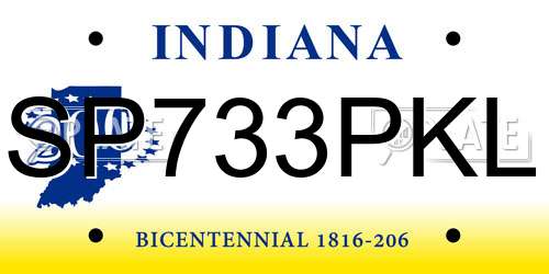 SP733PKL Indiana License Plate