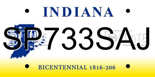 SP733SAJ Indiana License Plate