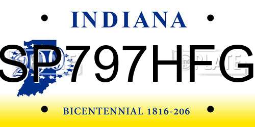 SP797HFG Indiana License Plate