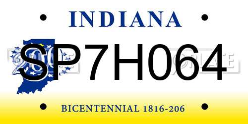 SP7H064 Indiana License Plate
