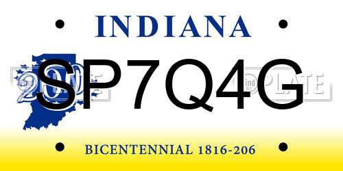 SP7Q4G Indiana License Plate