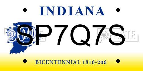 SP7Q7S Indiana License Plate