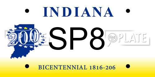 SP8 Indiana License Plate