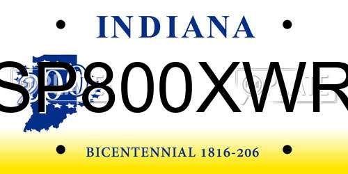 SP800XWR Indiana License Plate