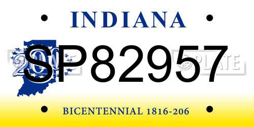 SP82957 Indiana License Plate