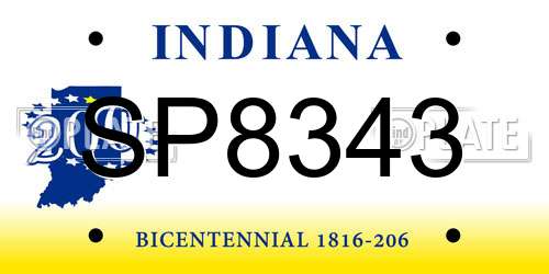 SP8343 Indiana License Plate