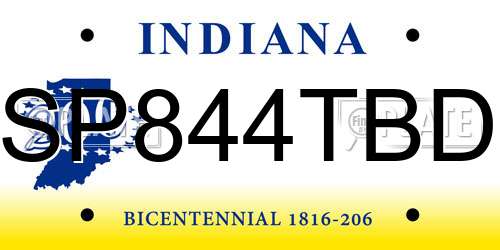 SP844TBD Indiana License Plate