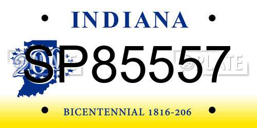 SP85557 Indiana License Plate