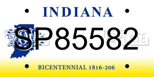 SP85582 Indiana License Plate