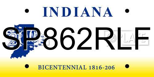 SP862RLF Indiana License Plate