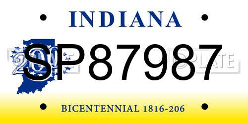 SP87987 Indiana License Plate