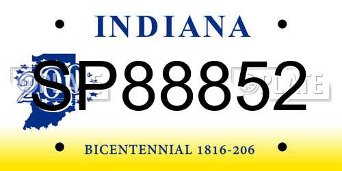 SP88852 Indiana License Plate