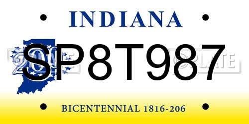SP8T987 Indiana License Plate