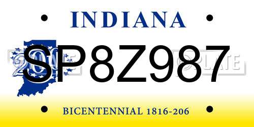 SP8Z987 Indiana License Plate