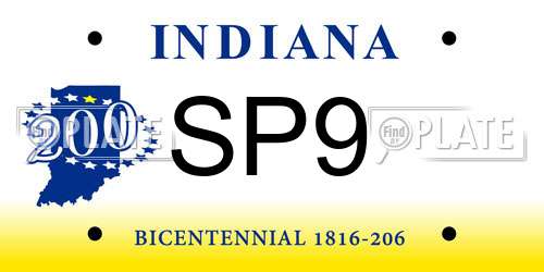 SP9 Indiana License Plate