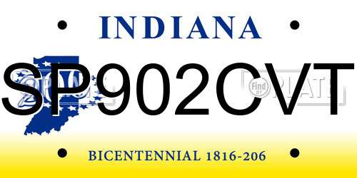 SP902CVT Indiana License Plate